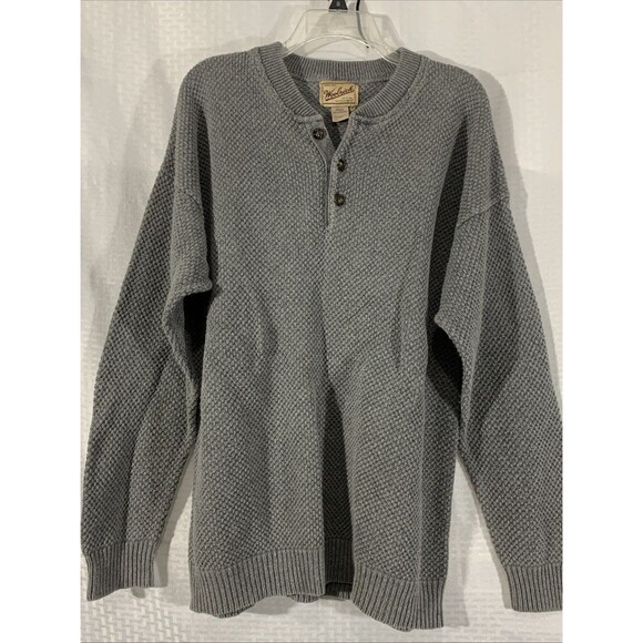 Woolrich Vintage Chunky Knit Henley Sweater Mens 2XL Gray - Picture 1 of 6